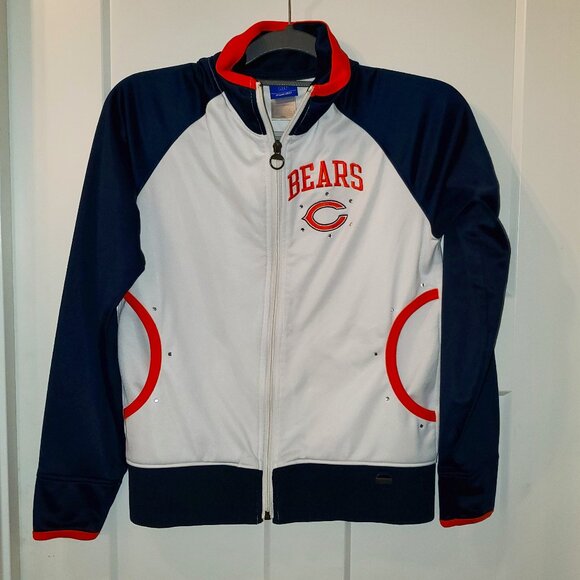 NFL Chicago Bears Reebok Full Zip Jacket Women's Small w/ Sequins - Picture 1 of 10